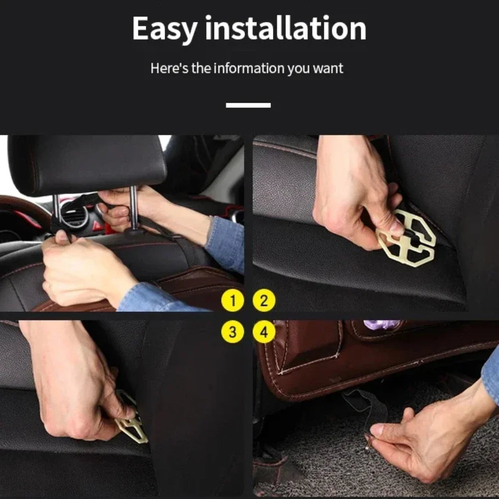 Seat Back Organizer Big Hanging Car Seat Storage Bag Garbage with Foldable Dining Tray Bin Capacity Multifunctional Trunk Back