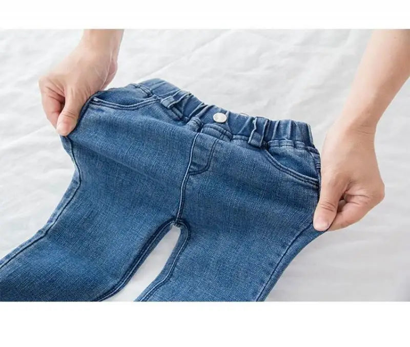 Baby Kids Spring Autumn Winter Thick Warm Jeans With Fleece For 1-7 Years Boys Girls Casual Denim Pants Kids Children Trousers