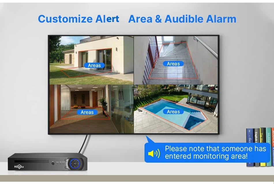 Hiseeu 4K 8MP POE Security IP Camera System Waterproof Full Color AI Face Detection 4CH NVR H.265 Surveillance CCTV Cameras Kit