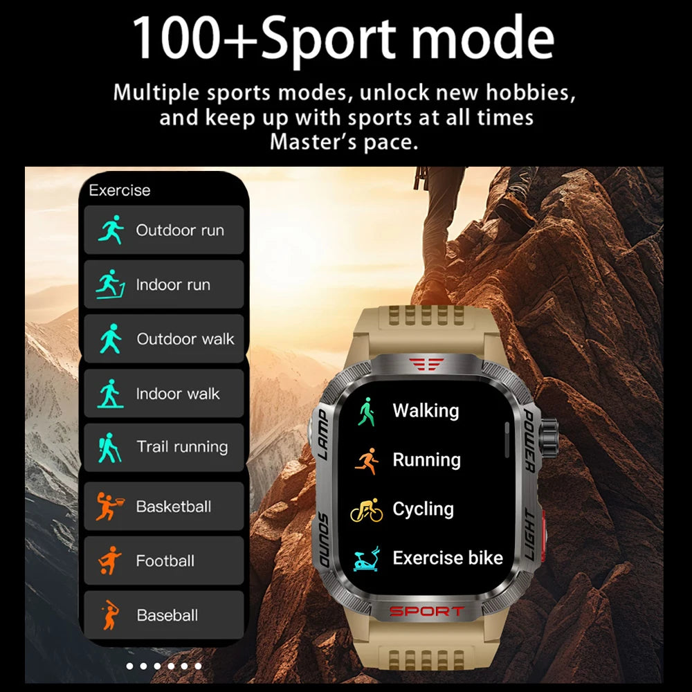Smartwatch 2025: Outdoor-Military GPS-Sports - Flashlight Compass Collection