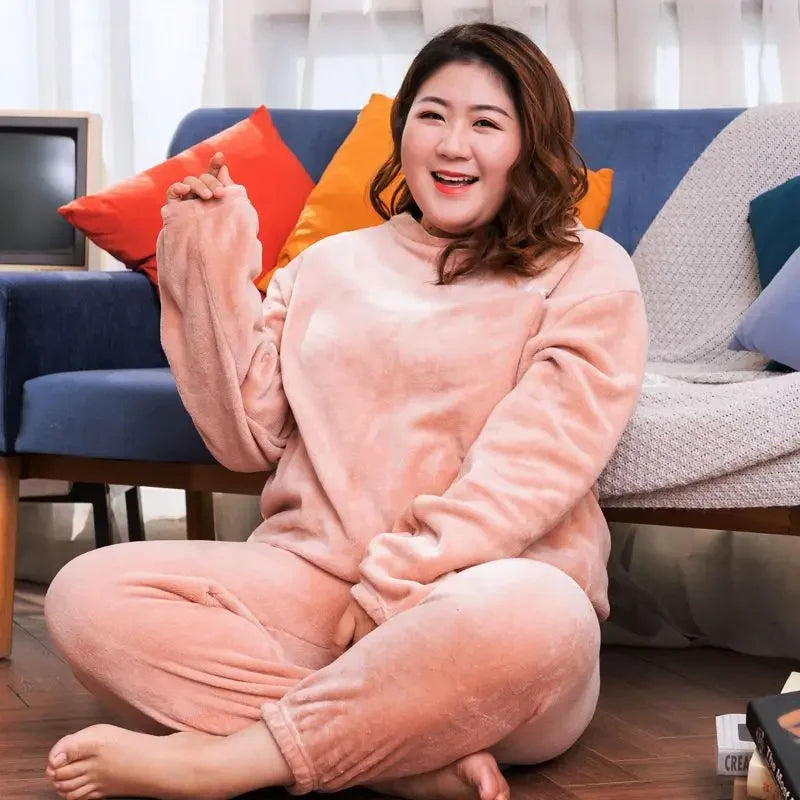 Loribindwood Korallenfleece Pyjama Set - Groesse L Bund