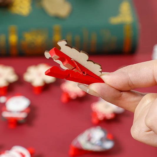 Homearound IA91-6pcs Weihnachts Holzclip - Größe 4,5 cm, Holz, 6 Stück