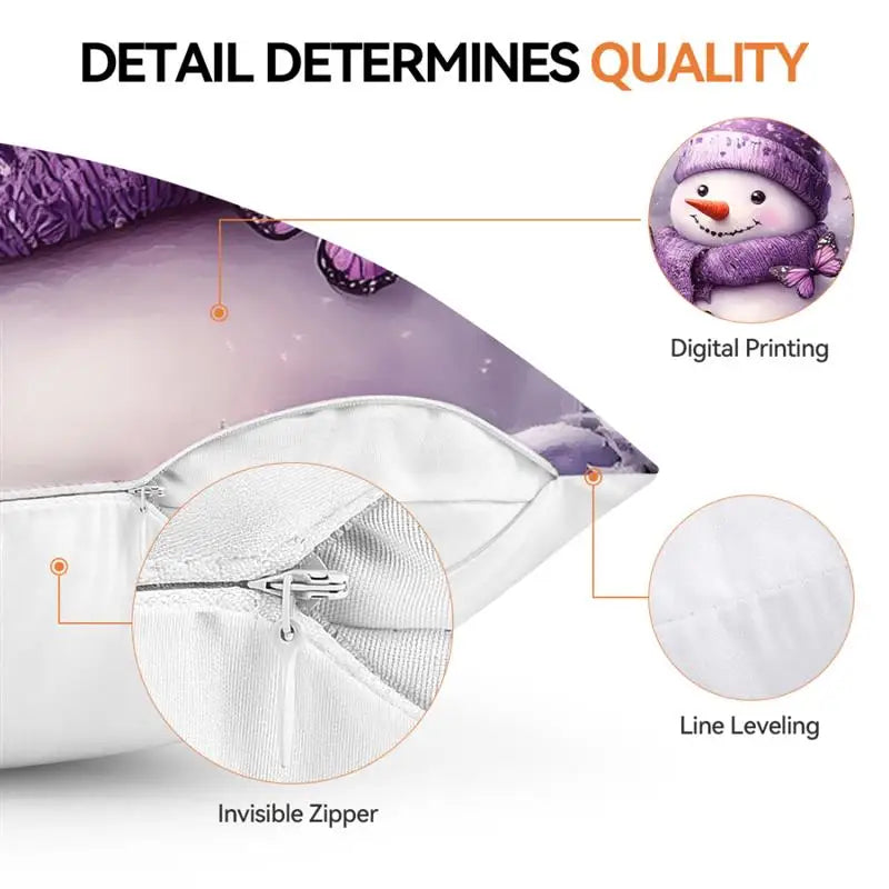 Purple Christmas Decoration Cushion Pillowcase Printed Polyester 45x45cm Throw Pillowcover Decorative Sofa Cushion Pillowslip