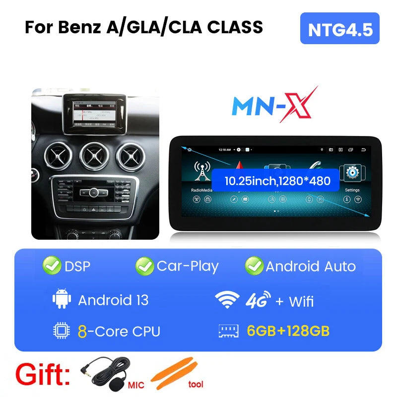 Mercedes Autoradio 2025: Android Screen Media Host - A-Klasse W176/GLA X156/CLA C117 DSP Wireless CarPlay Collection