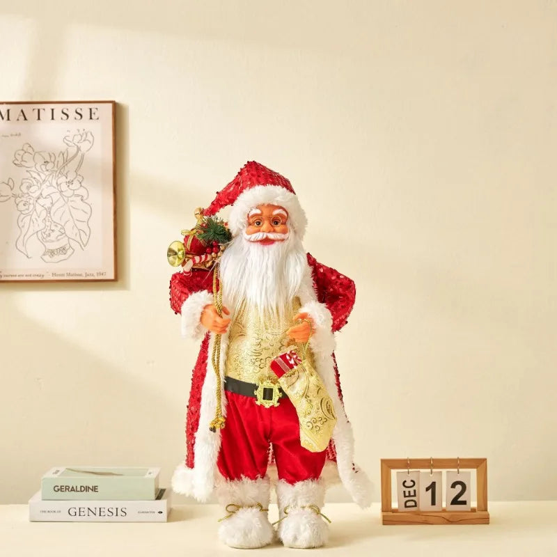 60cm Large Santa Claus Merry Christmas Decorations for Home Happy New Year 2023 Fabric Knitting Clothes Doll Window Decor