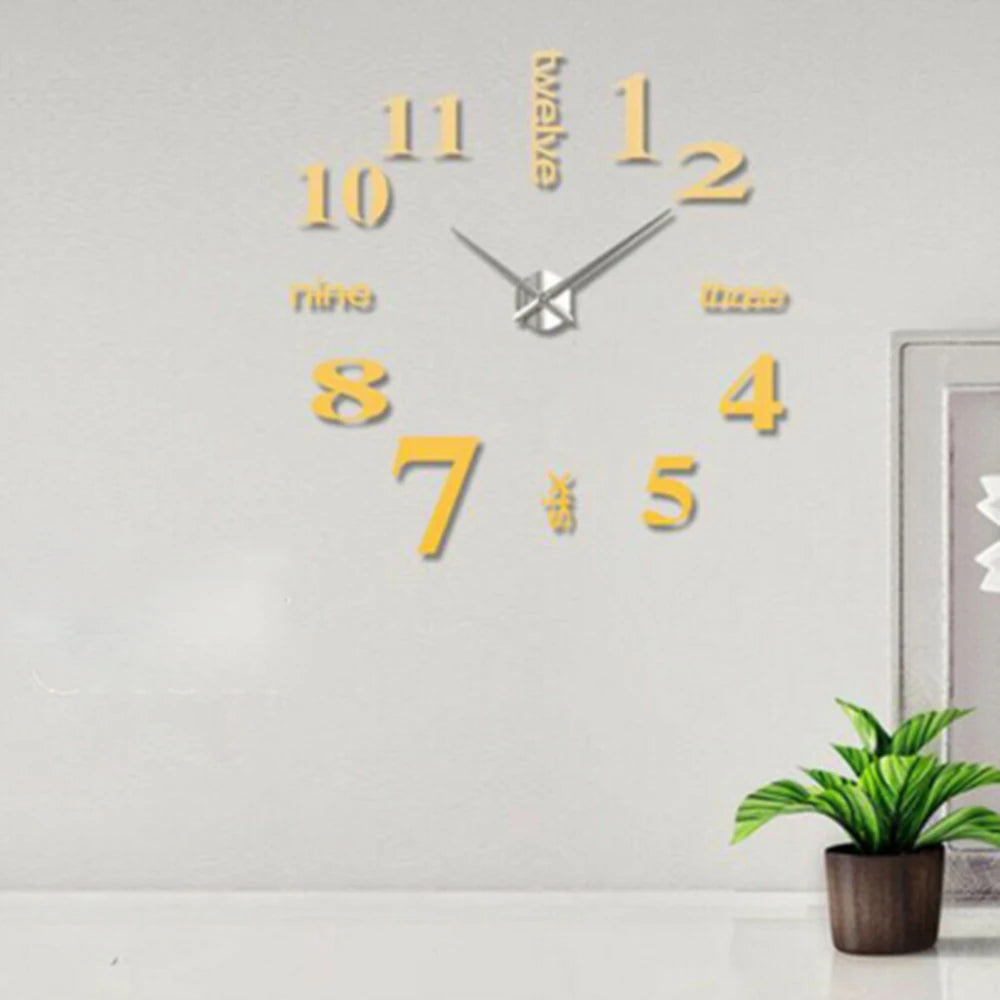 Wall Clock Watch Clocks 3D DIY Mirror Stickers Living Room Europe Style Wall Home Decoration Hanging Watch Drop Shipping