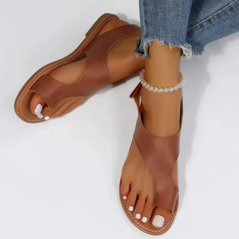 Women's Sandals Flats Flip-flops Summer 2024 New Casual Elegant Woman Shoes with Low Heels Luxury Best Selling Comfortable White