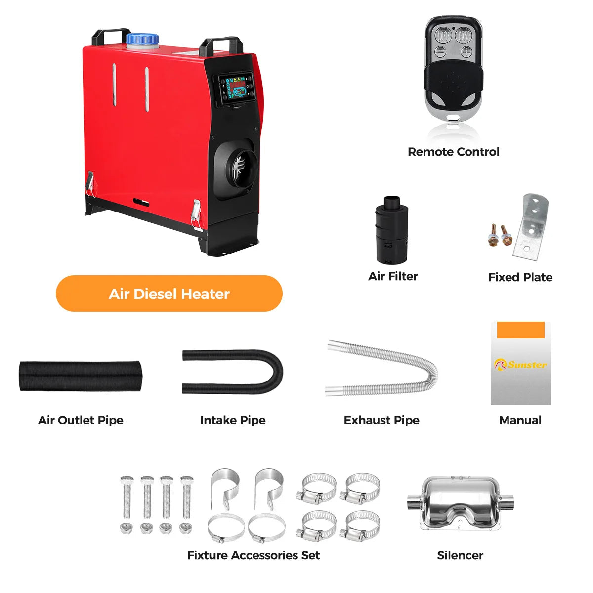 Diesel-Heizung 2025: Sunster 8KW 12V&24V Portable All In One - LCD Monitor Car Parking Air Heater für Campervan Tent Trucks Collection