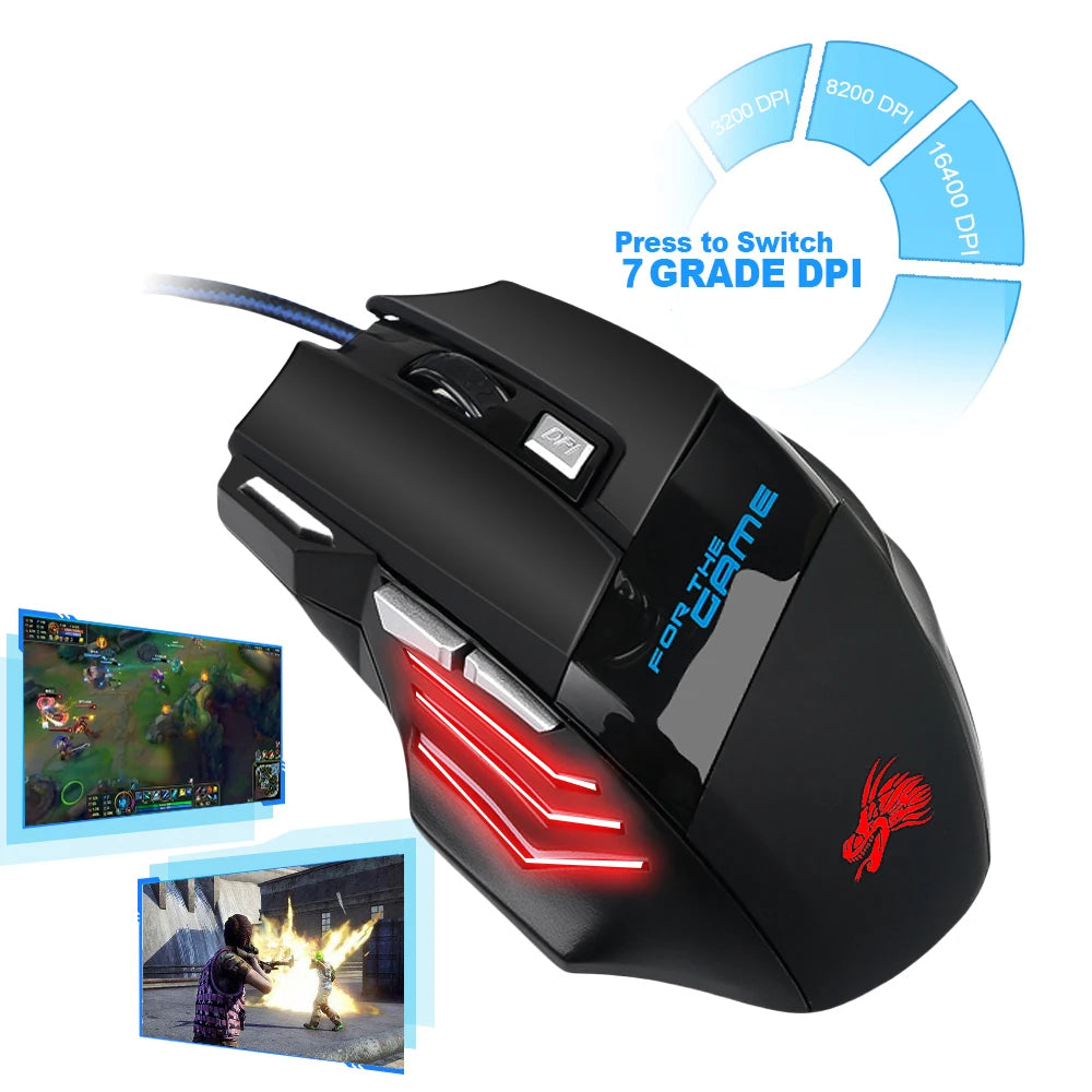 Gaming-Maus 2025: 7-Buttons USB-Wired RGB - Optical Ergonomic Collection