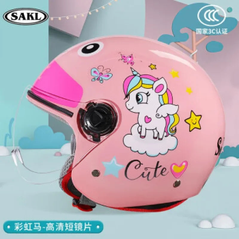 Children Cartoon Cute 4 season Motorcycle helmets Open face electric car bike child helmet for kids boy girl unicorn casco moto
