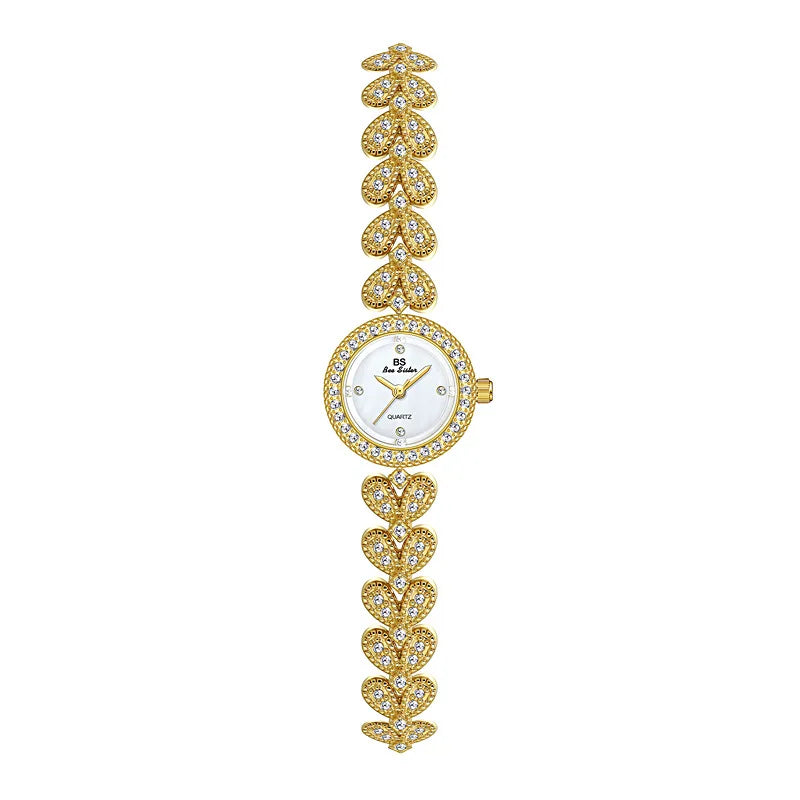 Uhren Frauen Luxus Vintage 2025 - Elegant Golden Armband Damen Uhr - Gold Strass Quarz Armbanduhren Geschenke Frauen Reloj