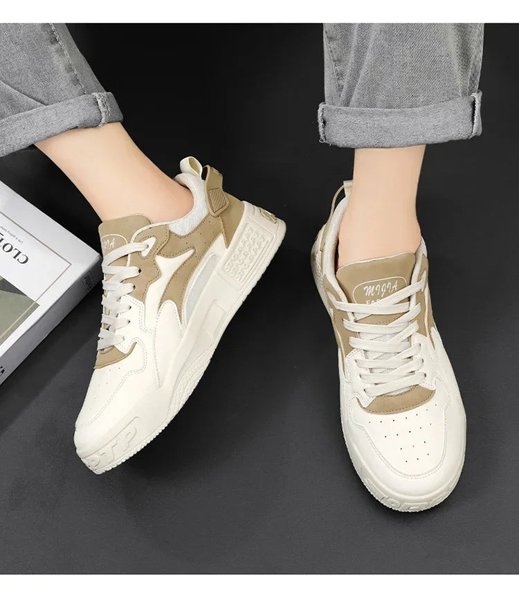 Men's Sneakers Men's Comfortable Platform Shoes 2024 Trend Lace-up Vulcanized Shoes White Casual Sneakers Zapatillas