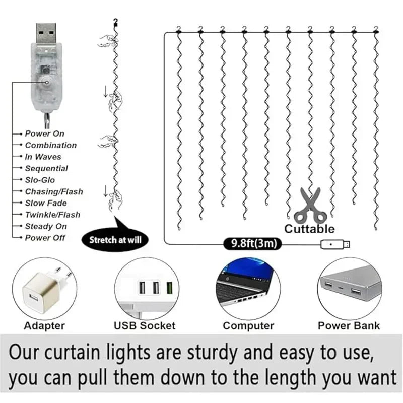 Lampki choinkowe LED Saimili USB 5 V - 300 diod LED, 8 trybów, sterowanie zdalne