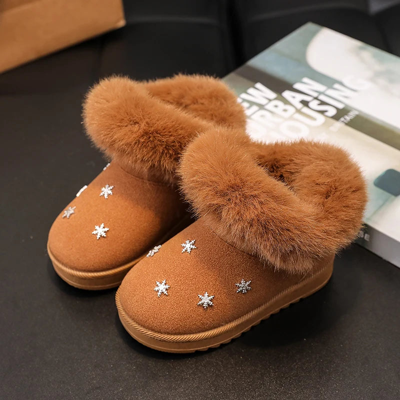 Kinder Winter Schneestiefel für Mädchen Neue klassische Kindermode Baumwollstiefel Outdoor Bequeme Kleinkinder Pelzige Plüsch Stiefeletten