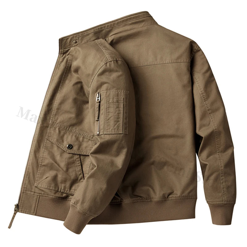 Fujian Safari Baumwolljacke Mehrere Taschen - Stehkragen