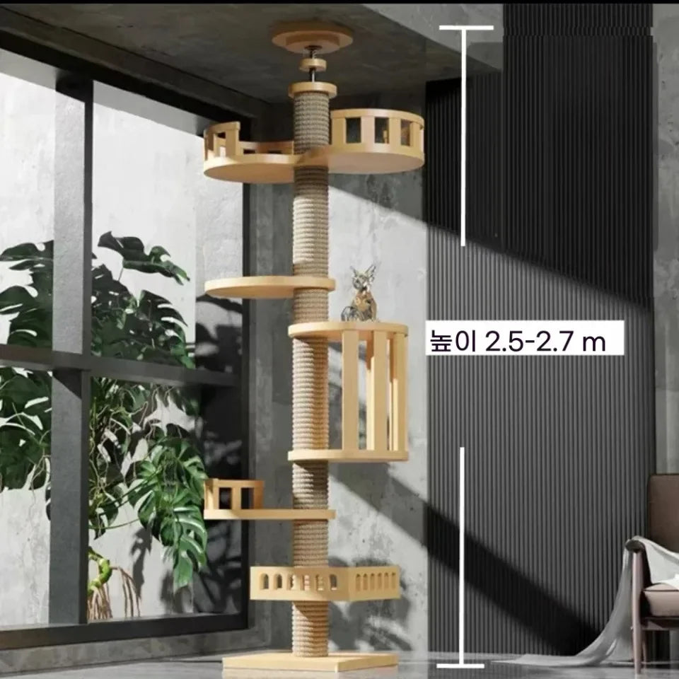 Katzenturm Boden Bis Decke Katzenturm Mit Kratzpfosten Hängematte Haustier Aktivität Zentrum Kätzchen Klettern Spielzeug Haustier Möbel