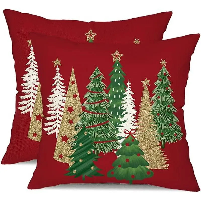 2025 New Red Checkered Christmas Cushion Cover Bedroom Living Room Decoration Pillow Cover Two-piece Set Simple and Versatile