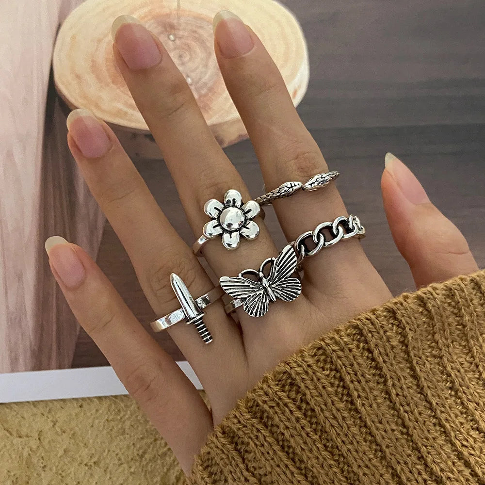 Zhang V Gui Punk Fingerring Set - 10/20/30/50 Stk Zink