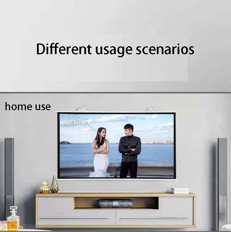 Thinyou 60inch 72inch 84inch 100 Inch 16:9 HD Projector Screen White Manual Pull Up Diagonal High-definition pantalla proyector
