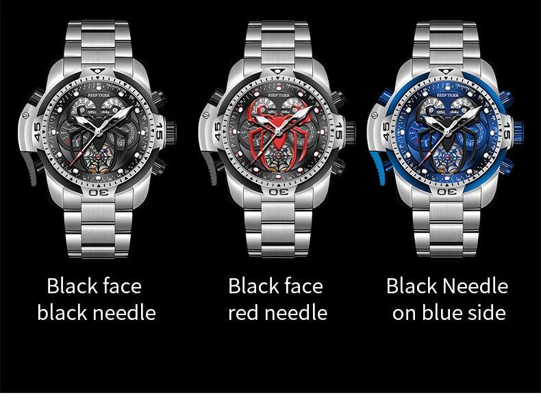 REEF TIGER design sport automatic watch spider dial