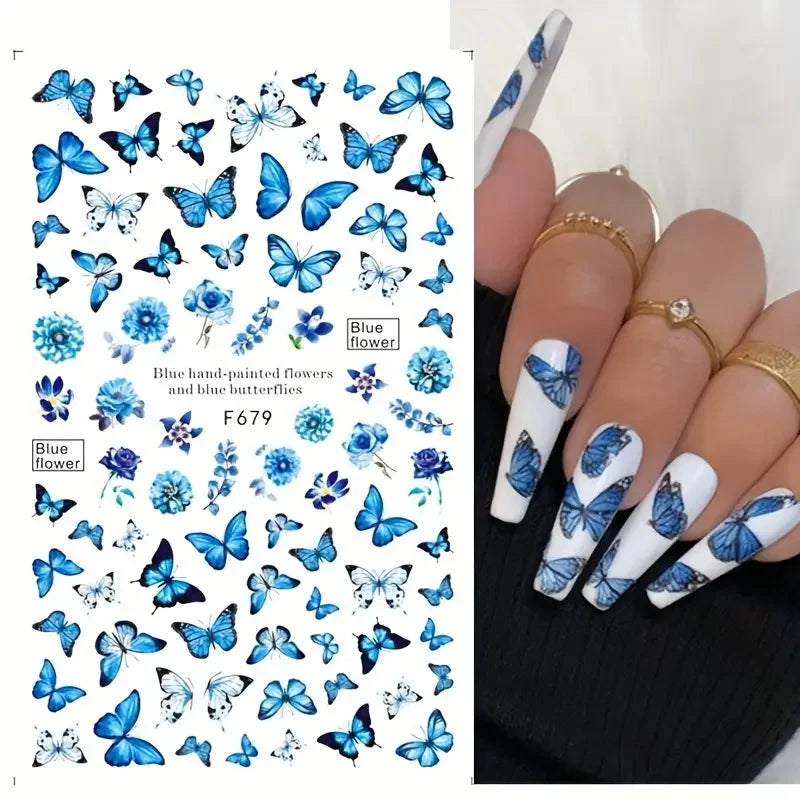NailArt Schmetterling Sticker Selbstklebend - 6 Stück 3D