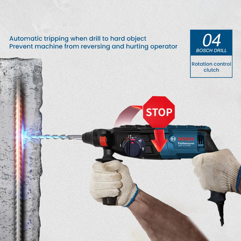Bosch GBH 2-24RE Electric Hammer Drill Rotary Tool 4200Bpm 2.7J SDS Quick-Chang Impact Driller Reverse Hammer for Concrete Steel