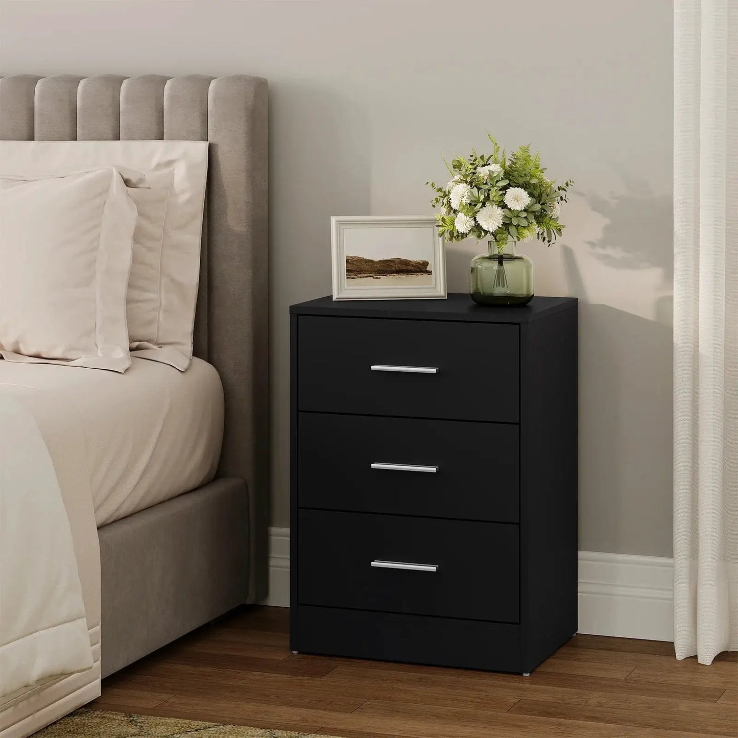 WOLTU 2 Teile/satz Nachttisch Nachttisch 39x54x28cm Beistelltisch mit 3 Schubladen Moderner Aufbewahrungsschrank für Schlafzimmer Wohnzimmer by Golden Bridge Store