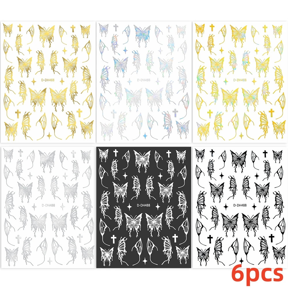MAFANAILS Y2K Holo Schmetterlinge - 12er Selbstklebend