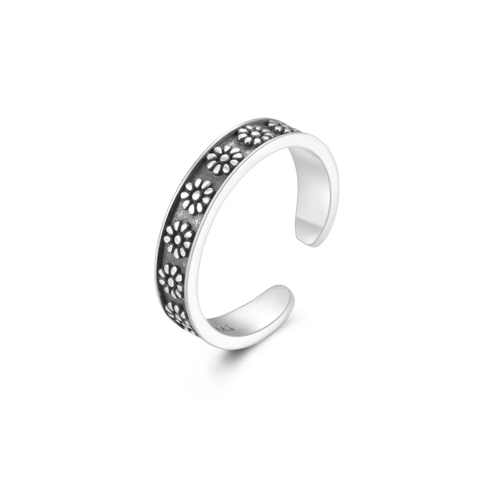 925 Sterling Ring Vintage Strandmotiv - Verstellbar 1.7g