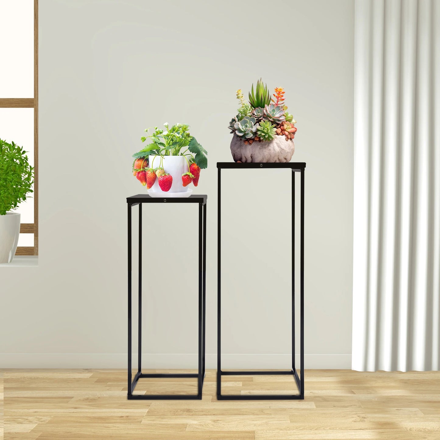 Bymaocar Pflanzenständer-Set 70/60 cm Metall Tragfähigkeit 4-5 kg