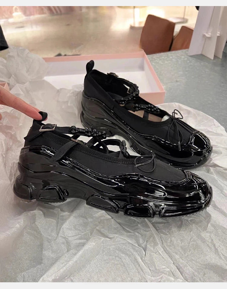 Damen Niedrige Absätze 2025 - Koreanischer Stil Perlenkette Mary Jane Flats - Party Arbeit Casual Bootsschuhe