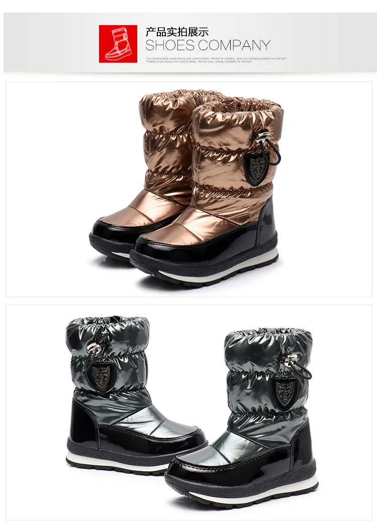 Kinder-Schneestiefel, 2025, Herbst-Winter-Wolle, warm halten, Kinderstiefel, Marke, modisch, wasserdicht, rutschfest, Baumwollschuhe für Mädchen und Jungen