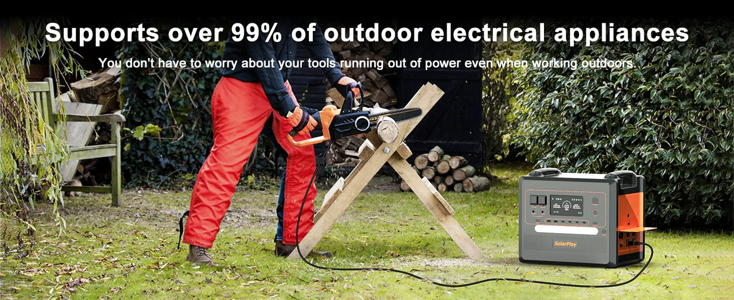 Powerstation 2025: SOLARPLAY 2500W Electric Power Station Q2402M - Energy Storage 2304WH Home Lifepo4 Battery UPS Mode Camping Accessories Outdoor Collection