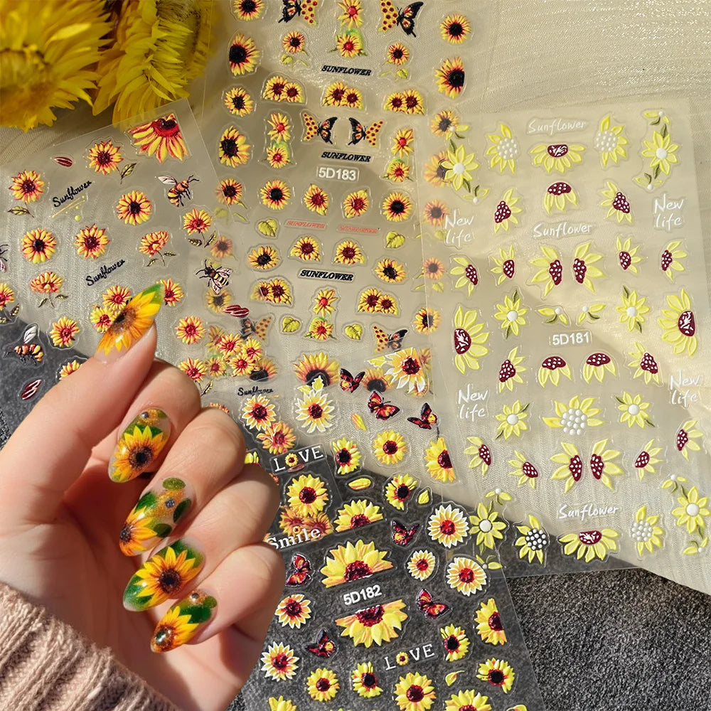 Choice 5D Sonnenblume Nailsticker - Selbstklebend 10x6cm