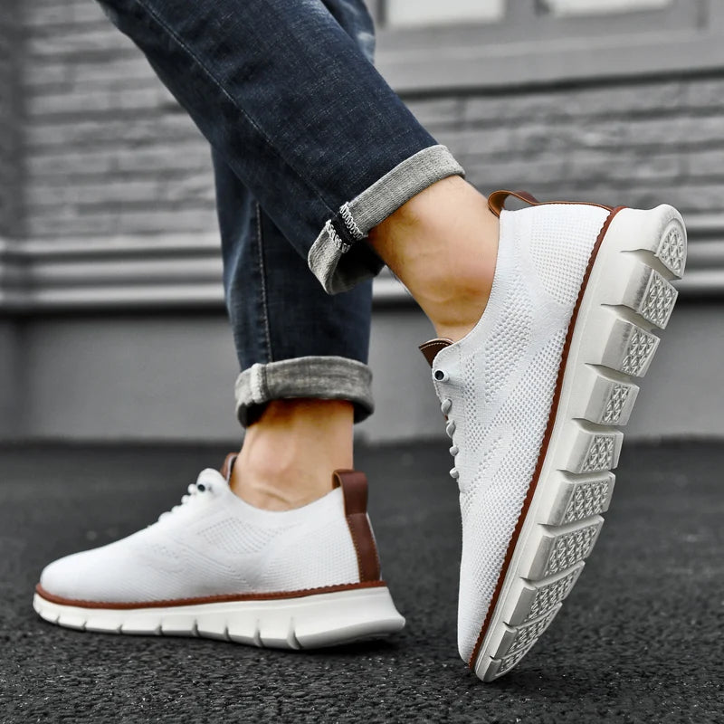 New Men's Sneakers Light Breathable Casual Flat Shoes Outdoor Fashion Comfortable Dress Shoes Anti-Slip Sports Walking Shoes