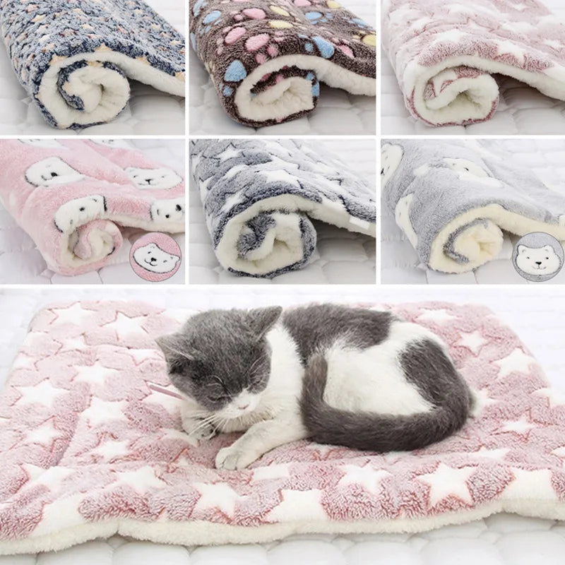 Haustier Schlafmatte 2025 - Hunde Bett Katzen Bett Weiche Haare - Verdickte Decke Pad Fleece Home Waschbar Warm Bär Muster Pet Supplies