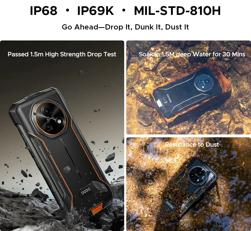 DOOGEE Fire 7 Robustes Smartphone - Akk 13000 mAh, 18W, 6,6 Zoll