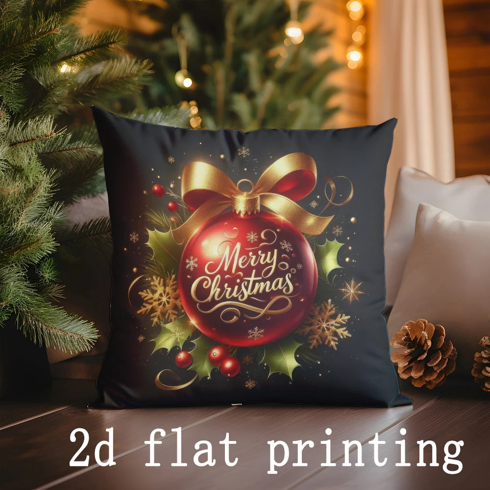 Home Decor Merry Christmas Decorative Pillow Covers Suitable For Sofa Bedroom Car Pillow Cover Cushion Rectangular Back Cushion