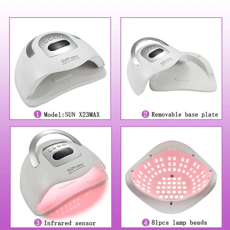 Big Power UV LED Lamp For Nails With 4 Timer Memory Function 81LEDs Lamp For Fast Gel Polish Drying Lamp Nail Equipment