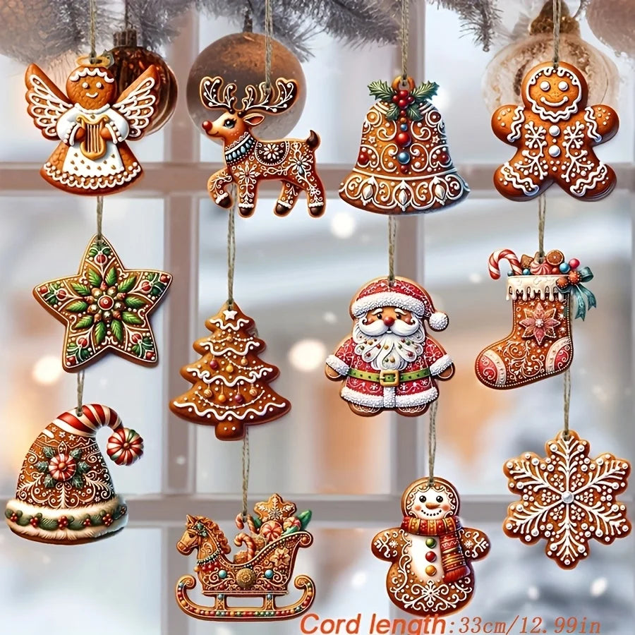 Choice Handgefertigtes Holz-Weihnachtsornament-Set - 12/24/36 Stück, Holz, Klein