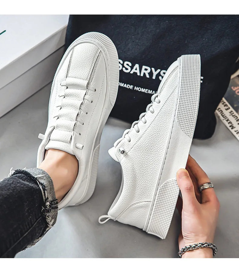 White Sneakers for Men 2024 Spring Fashion Casual Lace Up Round Toe Flat mens Running Sport Shoes Zapatillas Deportivas Hombre
