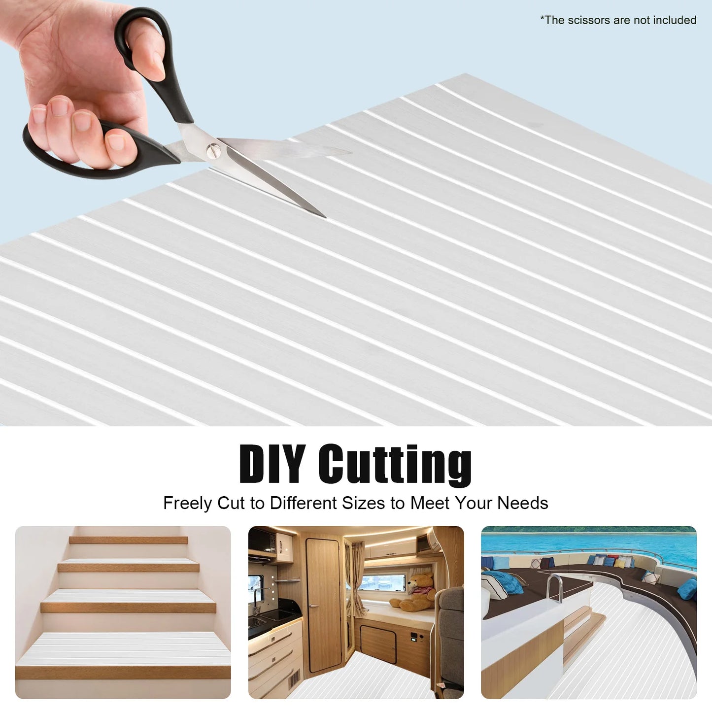 90*240cm EVA RV Floor Mat Marine Boat Yacht Flooring Anti-Slip Mat Decking Sheet Pad Self Adhesive Vehicle Pad for Boat RVs