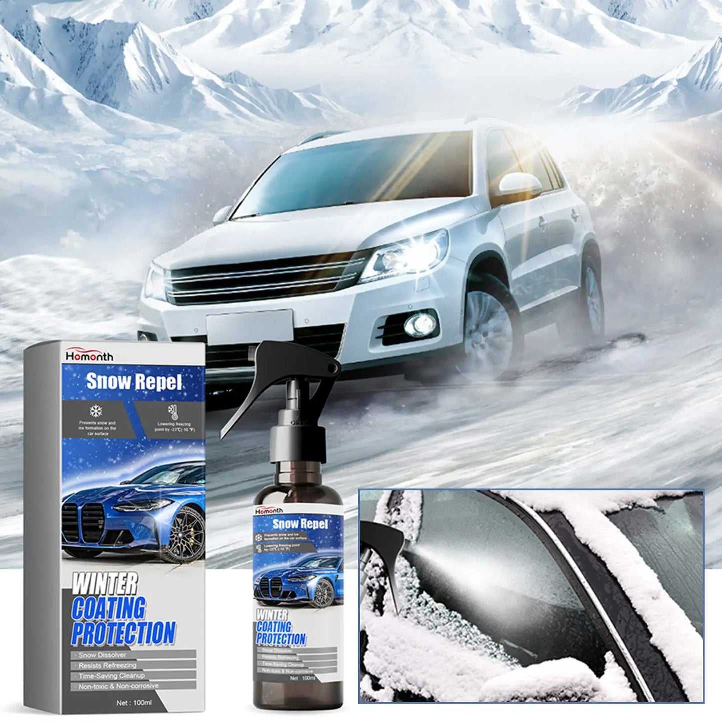 Frost-Away Defroster Spray Multifunctional Safe Ice Melting Agents Spray For Car Window