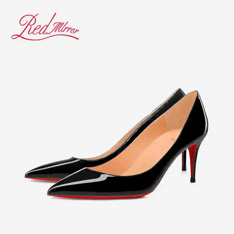 Women's elegant high heel shoes Luxury Brand Black Women heels shoes woman 2025 trend Red Shiny Bottoms Pointed Toe Sexy Pumps