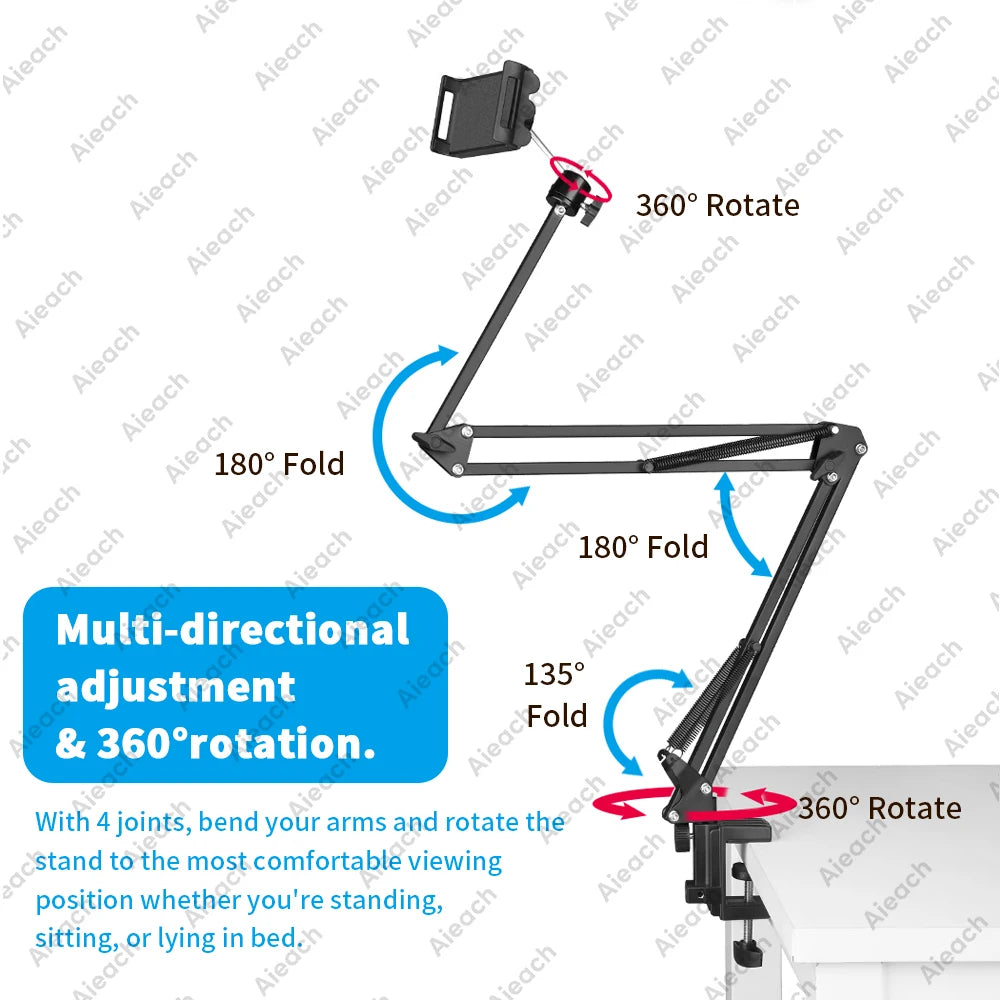 Tablet-Halterung 2025: MDNG iPad Stand Bed Holder - 360° Rotating Metal Mount Stretchable Arms Collection