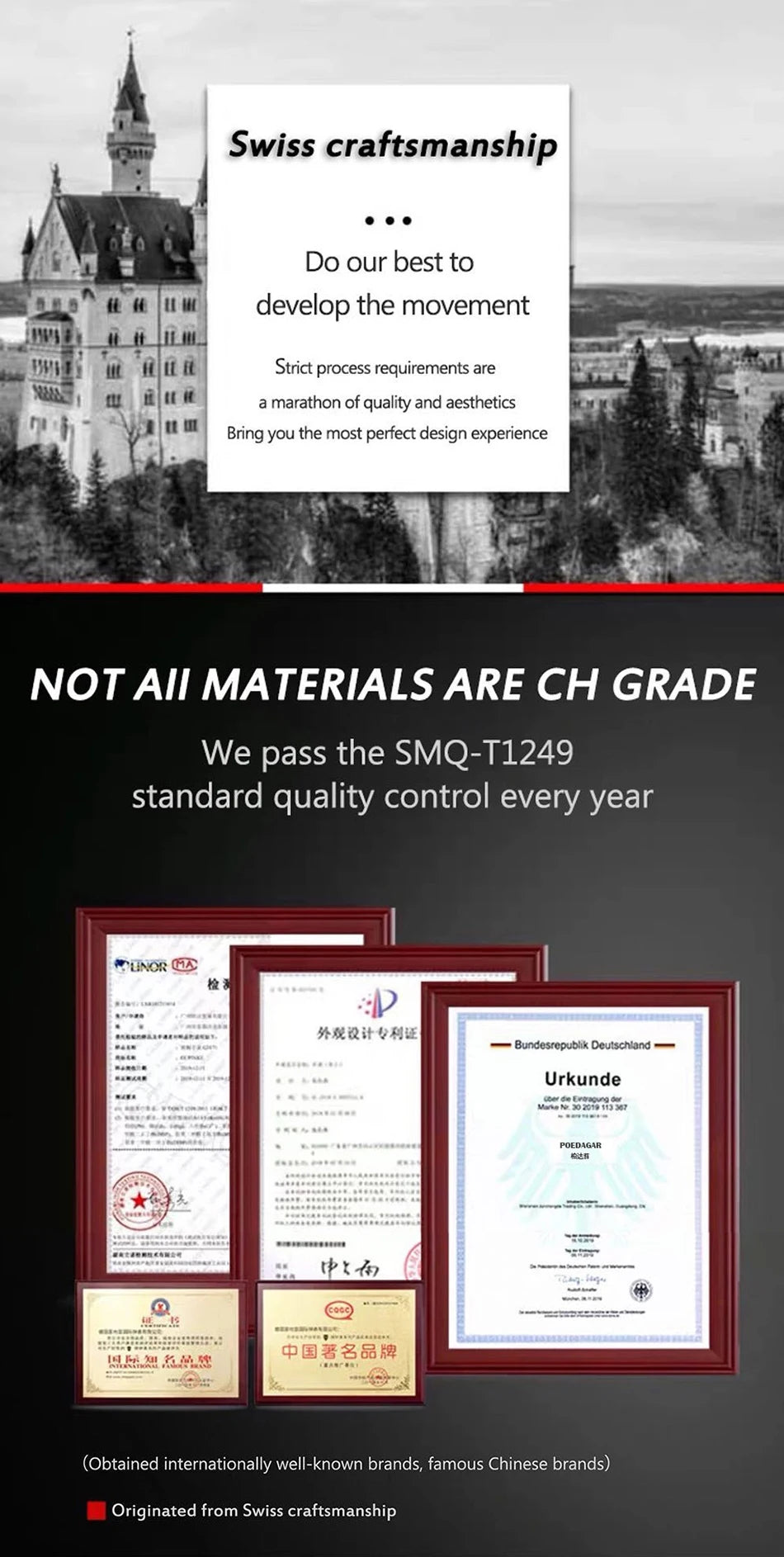 POEDAGAR Luxus Chronograph - Kapazität Batterie QUARTZ 13mm
