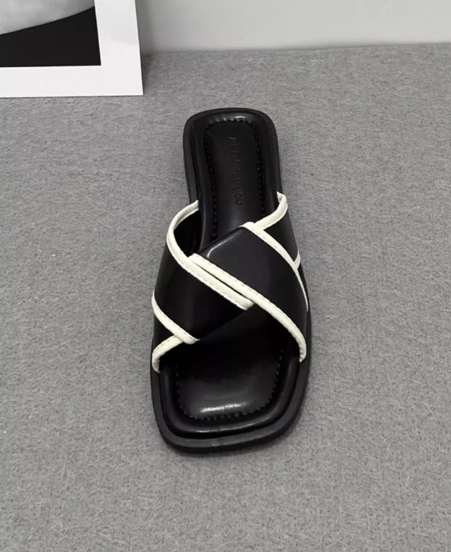House Slides Home Low Heel Sandals Shoes for Women Black on Beach Open Toe Indoor Outside Word Flat Woman Slippers Vip W F Offer