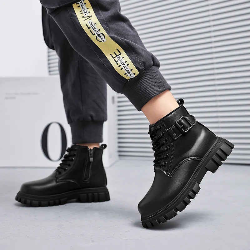 Herbst Mädchen Schnee Stiefel Mode Weiche Pu Leder Retro Britischen Stil Kinder Casual Schuhe Luxus Im Freien Nicht-slip Kinder stiefel