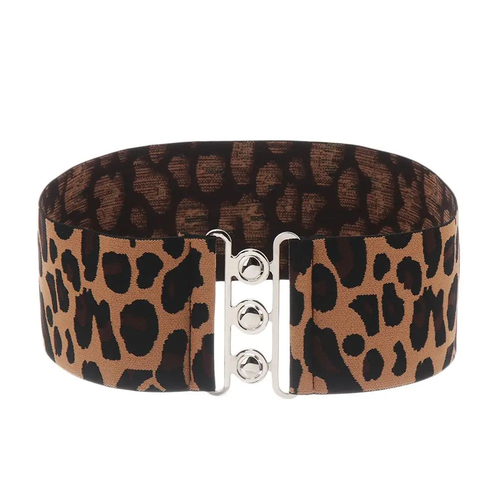 Women Fashion Wide Elastic Belt Metal Buckle Cinch Waistband Ladies Dress Waist Band Fashion Accessory