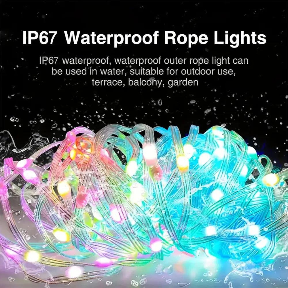 WELPUR RGBIC Lichterkette - USB-Betrieb, IP67, Länge 5-20 m